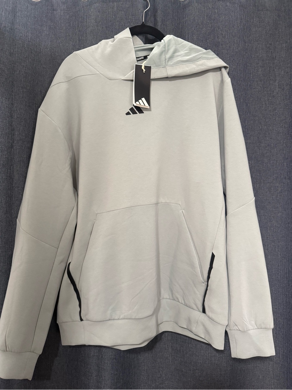 Adidas Men’s Light Gray Hoodie Sweatshirt
